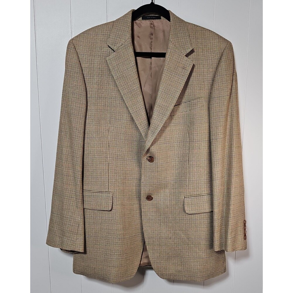 Lauren Ralph Lauren Mens Silk Wool Houndstooth Sport Coat Jacket 40R Academia